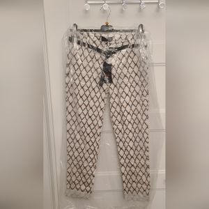 2 for 1💙 ELISSIA Women Pants White cream Brownish diamond with Black belt